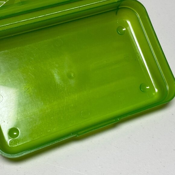 Green Thingamabox Pencil School Box Geometric Texture Lid USA Made - Picture 9 of 14